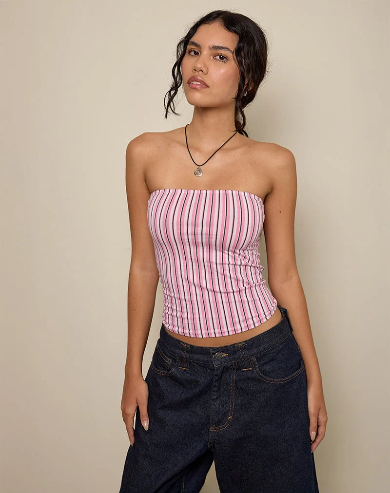 Shaelo Bandeau-Top in Nadelstreifen Rosa