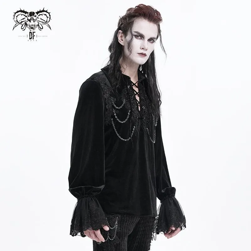 Gothic-Schnürhemd mit Kettenspitze für Herren