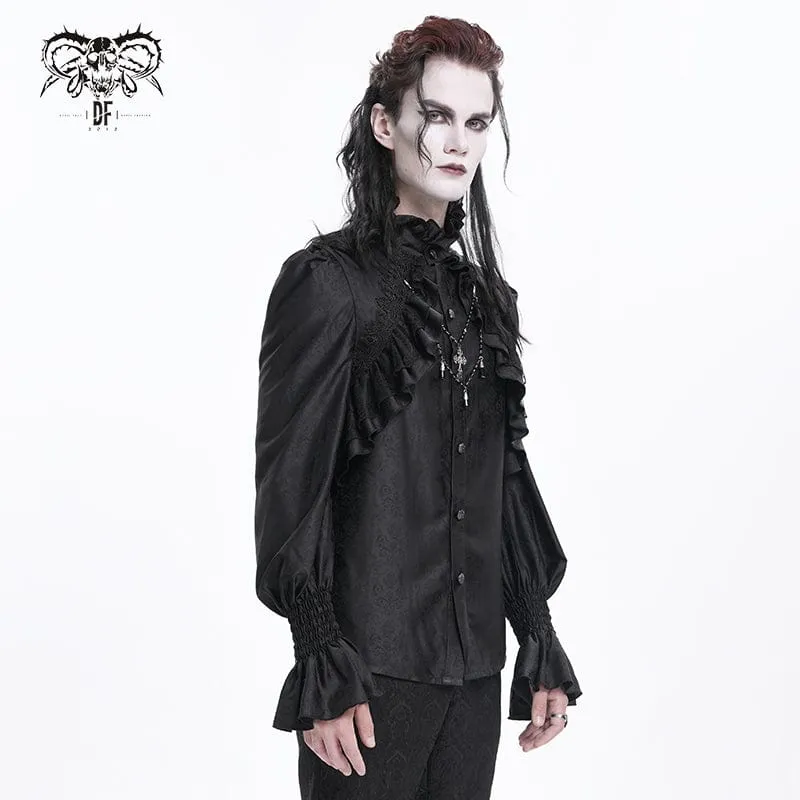Gothic-Hemd mit Rüschen und Spitzenkreuz für Herren