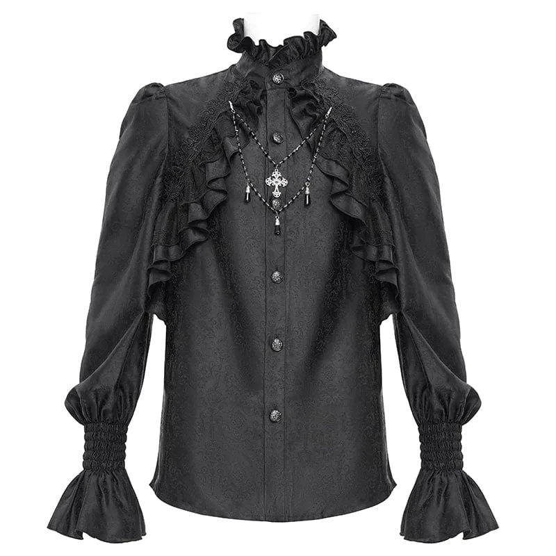 Gothic-Hemd mit Rüschen und Spitzenkreuz für Herren