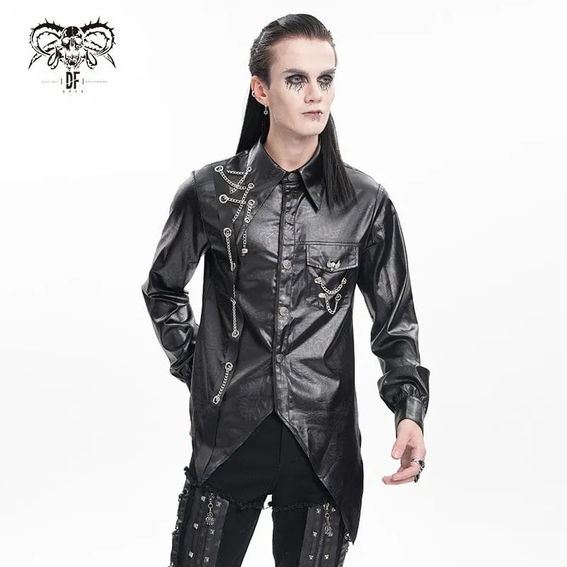 Gothic-Hemd mit Kettenösen und Totenkopf für Herren