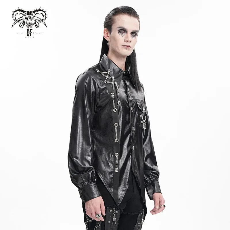 Gothic-Hemd mit Kettenösen und Totenkopf für Herren