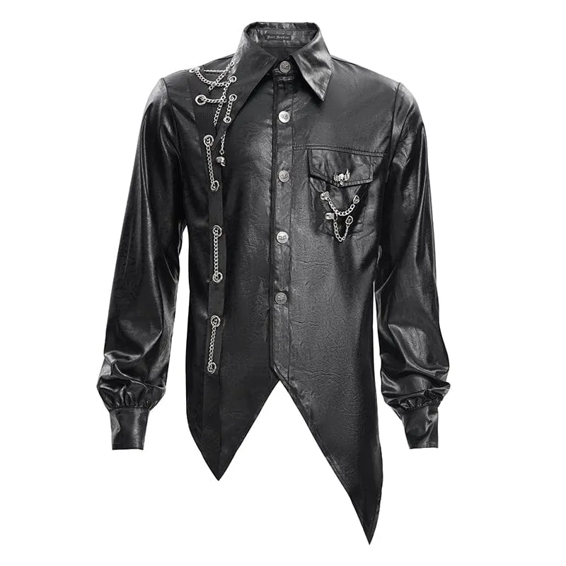 Gothic-Hemd mit Kettenösen und Totenkopf für Herren