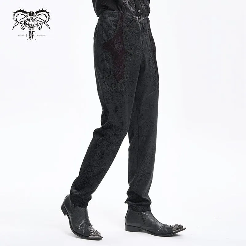 Gothic-Hose mit Reißverschluss und Blumenmuster für Herren