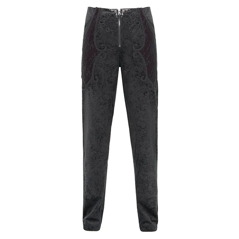 Gothic-Hose mit Reißverschluss und Blumenmuster für Herren
