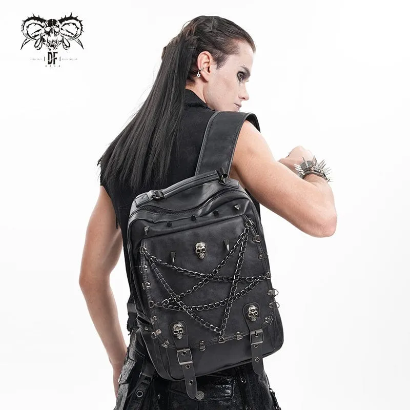 Gothic-Tasche mit Totenkopf-Motiv und Schnalle für Herren