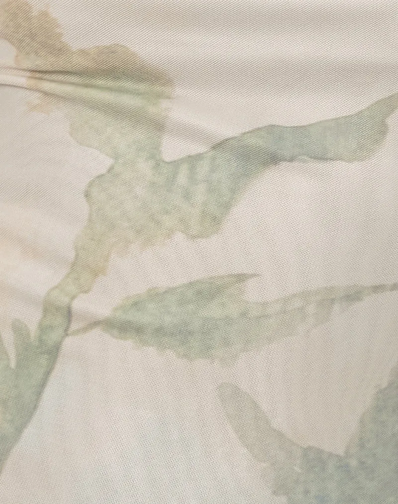 Basir Minikleid mit Rundhalsausschnitt und abstrakter gemalter Blume in Blau
