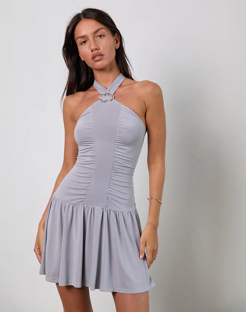 Belasar Minikleid aus Cupro Flieder Grau