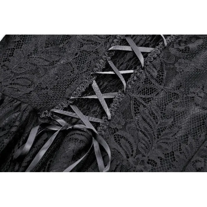 Gothic-Abendkleid aus Spitze mit schulterfreiem High/Low-Ausschnitt für Damen