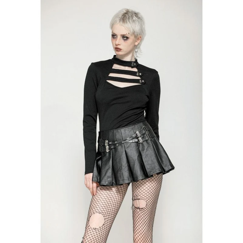 Punk Cutout Tiefer Ausschnitt Shirt für Damen