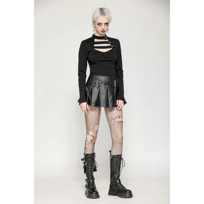 Punk Cutout Tiefer Ausschnitt Shirt für Damen