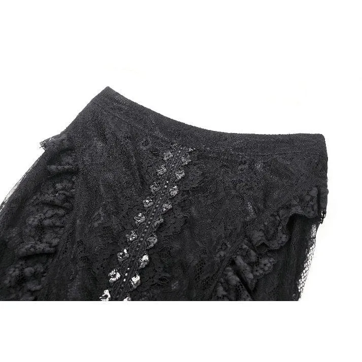 Gothic-Schnürrock aus Netzstoff mit Fischschwanzspitze für Damen