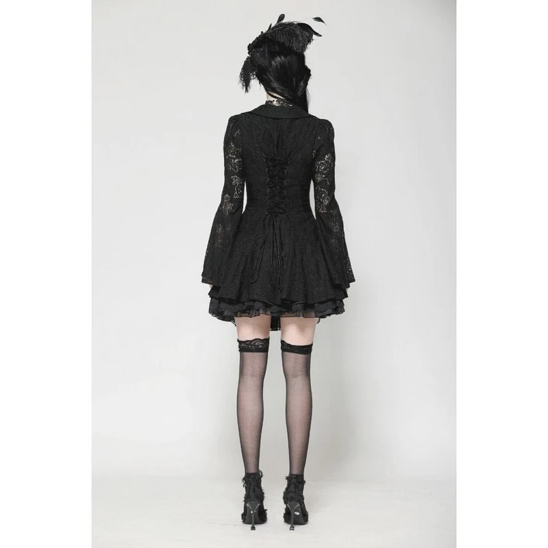 Gothic-Kleid für Damen mit ausgestellten Ärmeln und Schnürung, ideal für Flitterwochen oder Abschlussfeiern