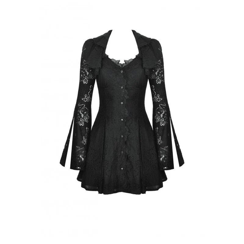 Gothic-Kleid für Damen mit ausgestellten Ärmeln und Schnürung, ideal für Flitterwochen oder Abschlussfeiern