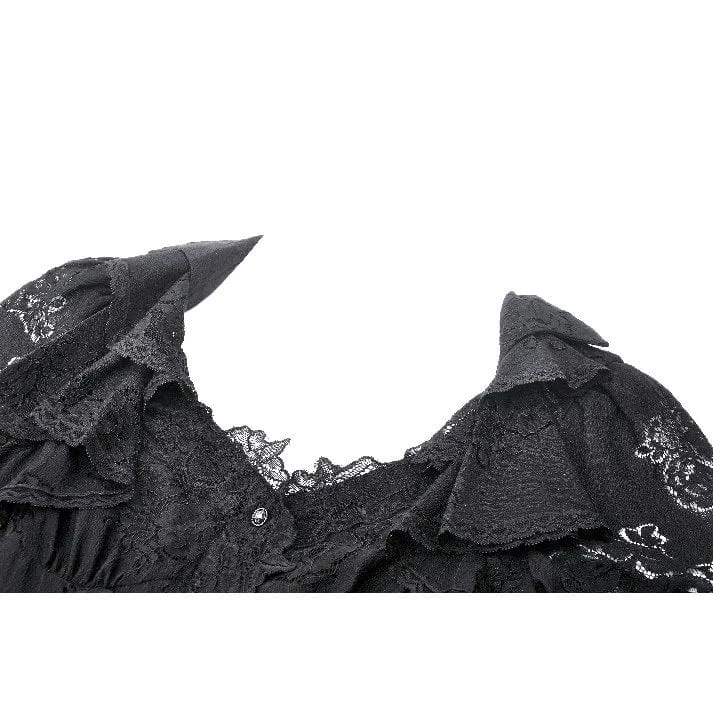 Gothic-Kleid für Damen mit ausgestellten Ärmeln und Schnürung, ideal für Flitterwochen oder Abschlussfeiern