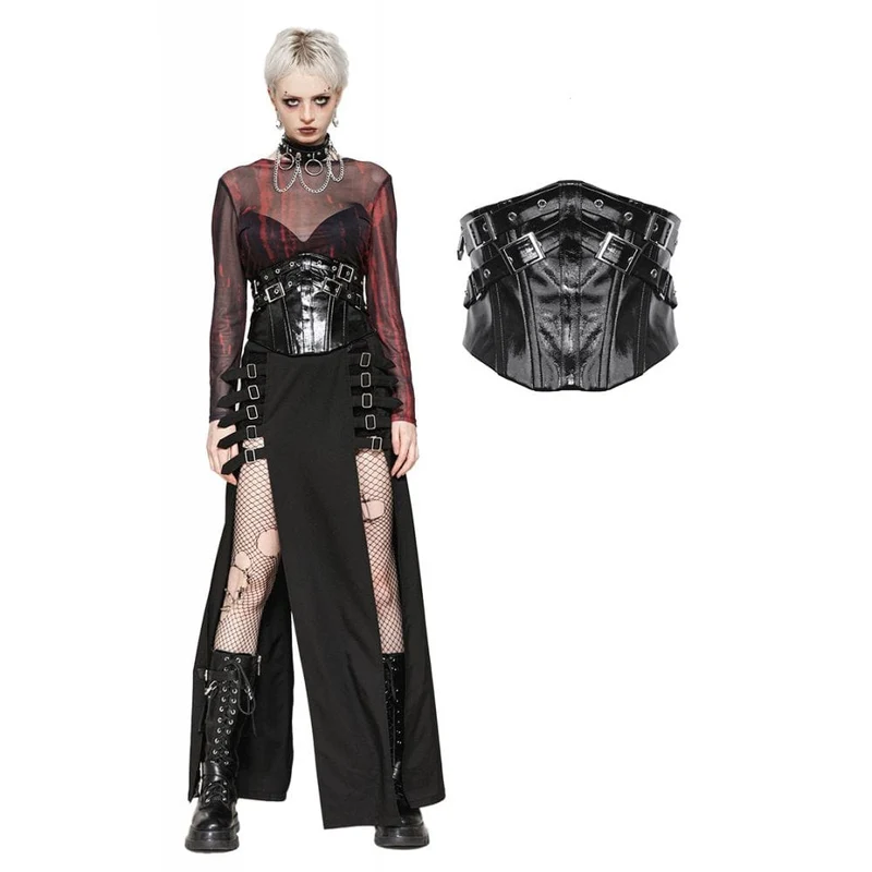 Unterbrustkorsett aus Lackleder mit Punk-Schnalle für Damen