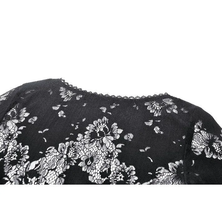 Gothic-lange Jacke mit ausgestellten Ärmeln und Schnürung aus Spitze für Damen