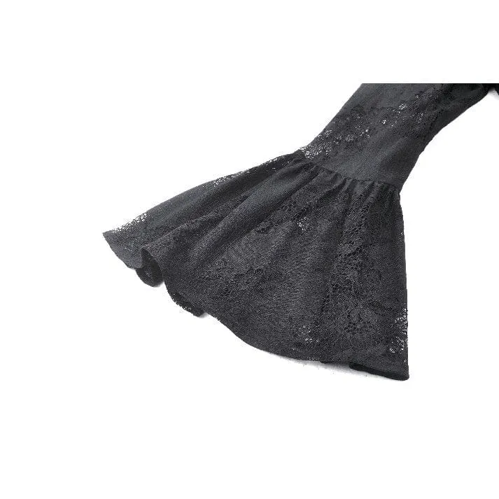 Gothic-lange Jacke mit ausgestellten Ärmeln und Schnürung aus Spitze für Damen