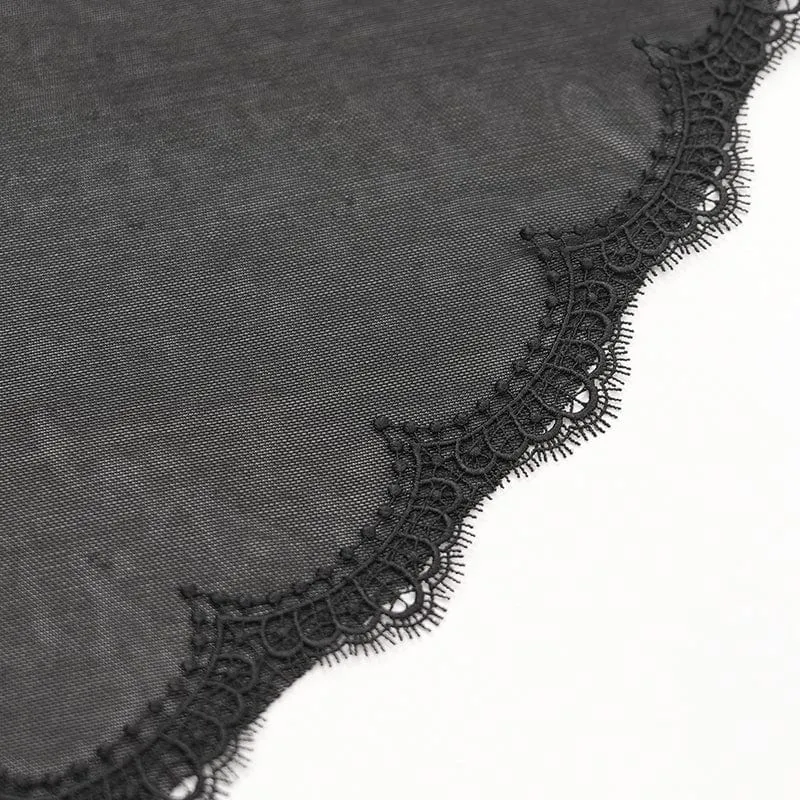 Gothic-Langarmshirt mit Netzstoff und Schnürung für Damen