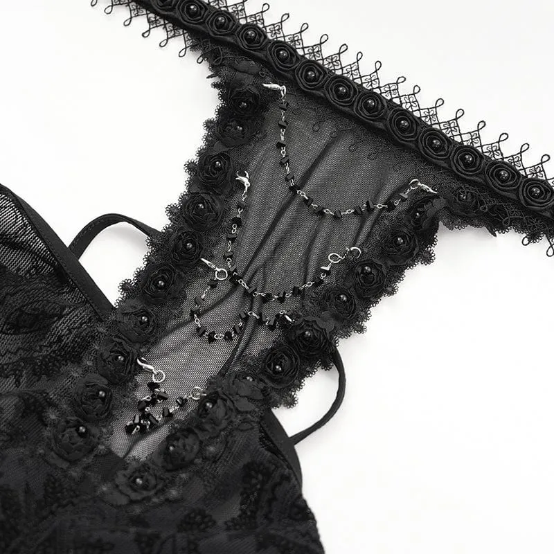 Zerrissenes Gothic-Langarmhemd aus Spitze für Damen