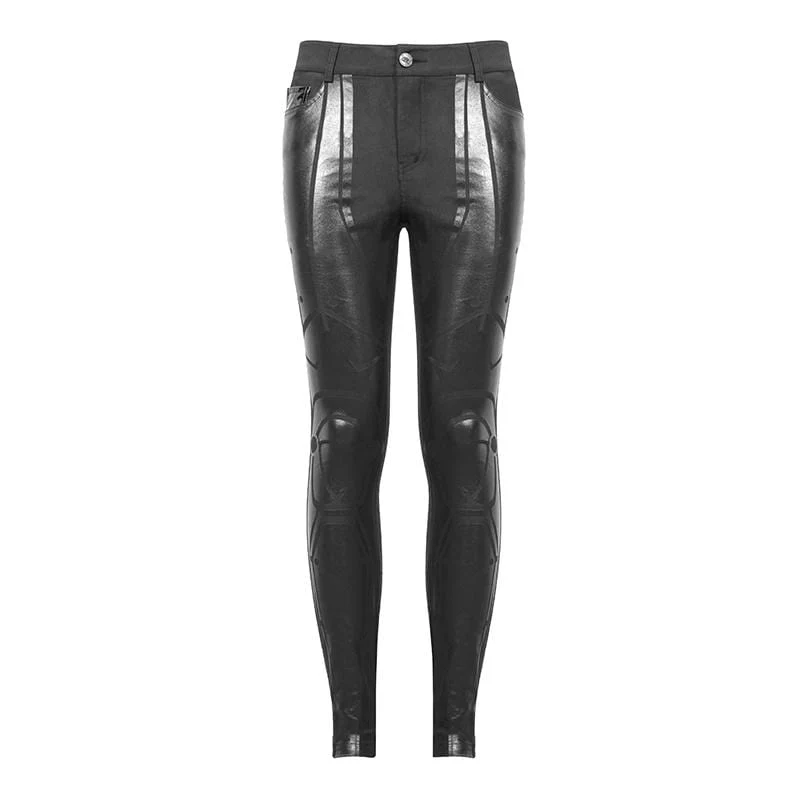 Herren PU Spliced ​​Stripes Röhrenhose