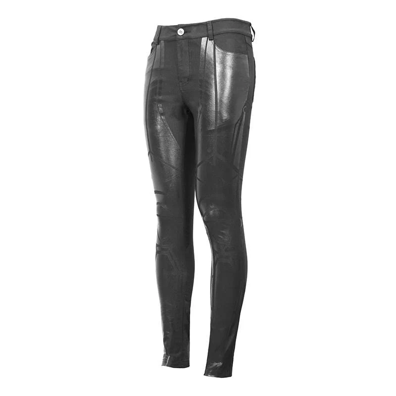Herren PU Spliced ​​Stripes Röhrenhose