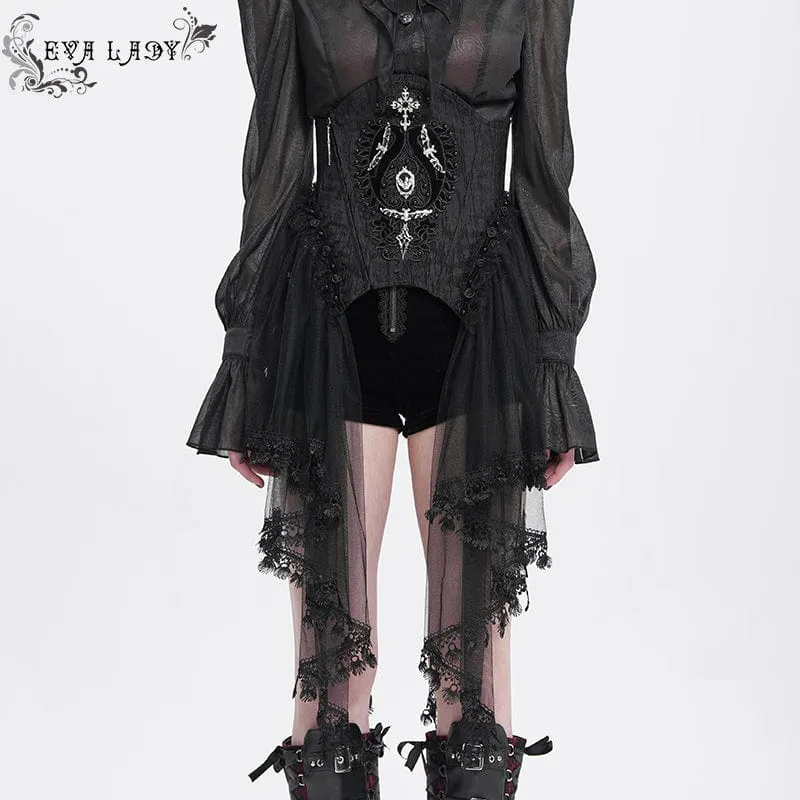 Gothic-Unterbrustkorsett mit Perlenbesatz und Netzstoff für Damen