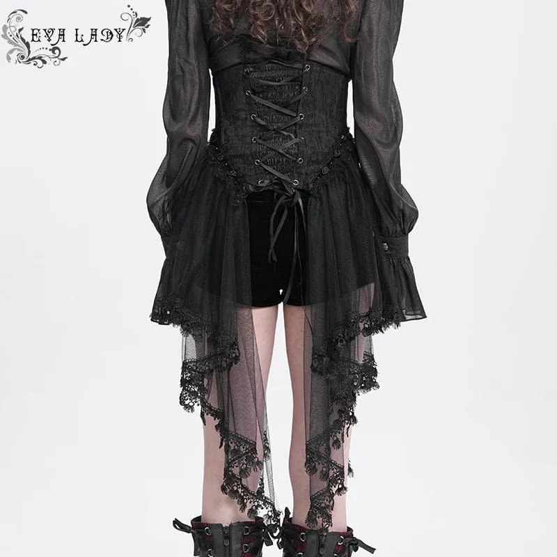 Gothic-Unterbrustkorsett mit Perlenbesatz und Netzstoff für Damen