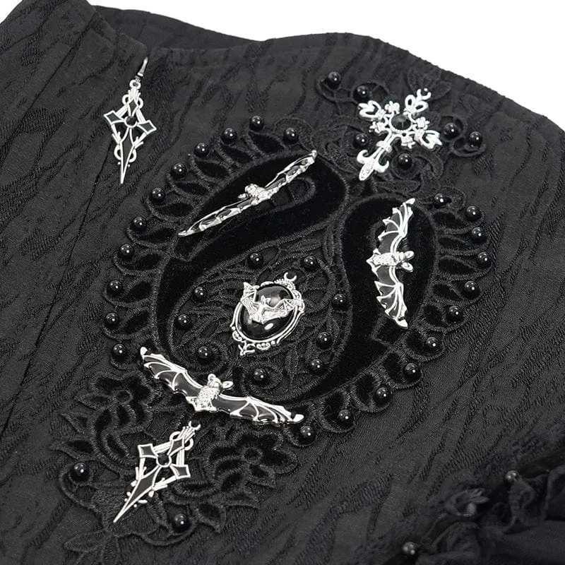 Gothic-Unterbrustkorsett mit Perlenbesatz und Netzstoff für Damen