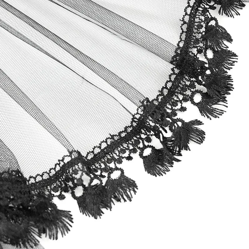 Gothic-Unterbrustkorsett mit Perlenbesatz und Netzstoff für Damen