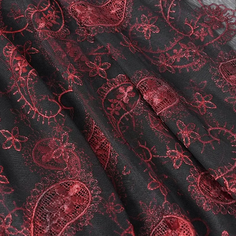 Gothic-Kopfbedeckung aus Netzstoff mit Rosenperlen für Damen