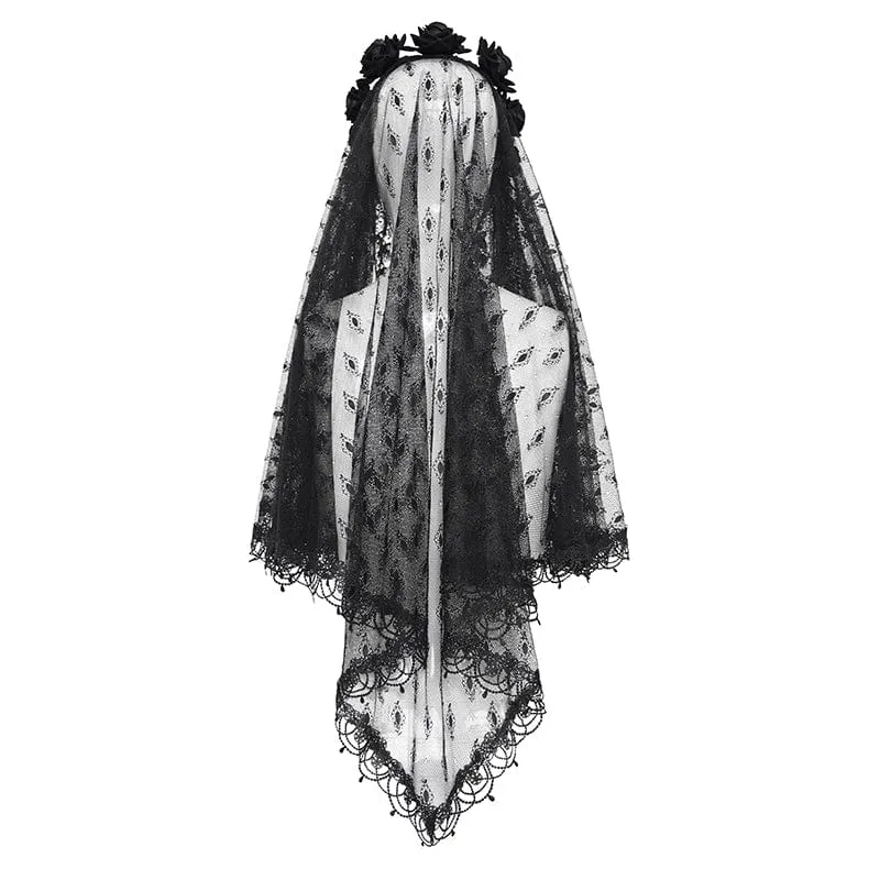 Gothic-Kopfbedeckung mit Rosenquaste und Spitze für Damen