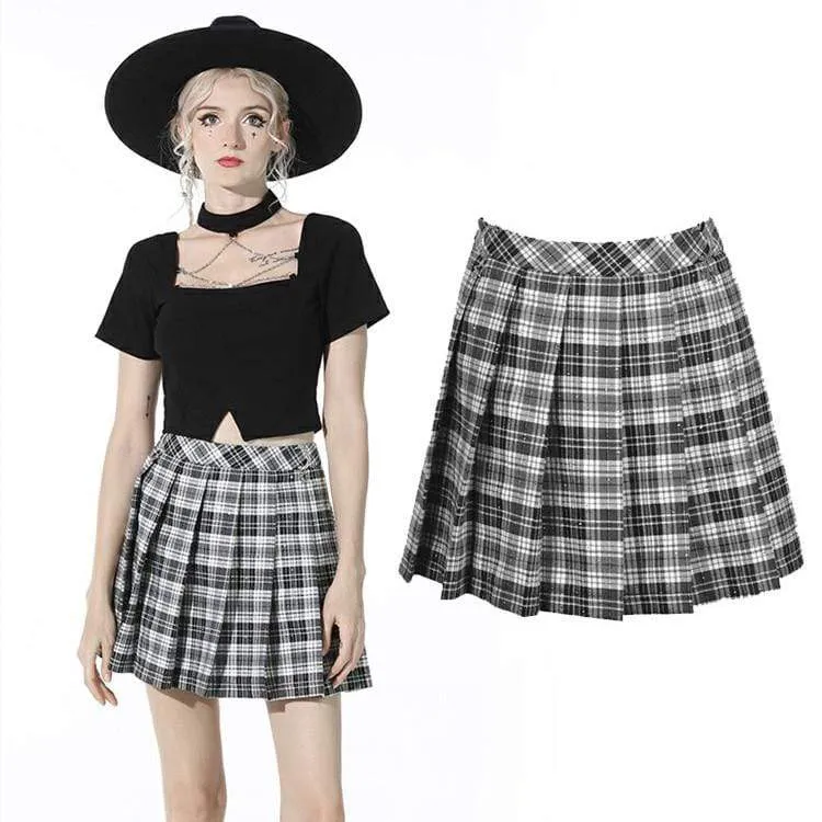 Gothic karierter Plissee-Kurzrock für Damen
