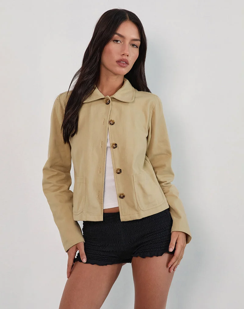 Calva Boxy Jacke in Tan