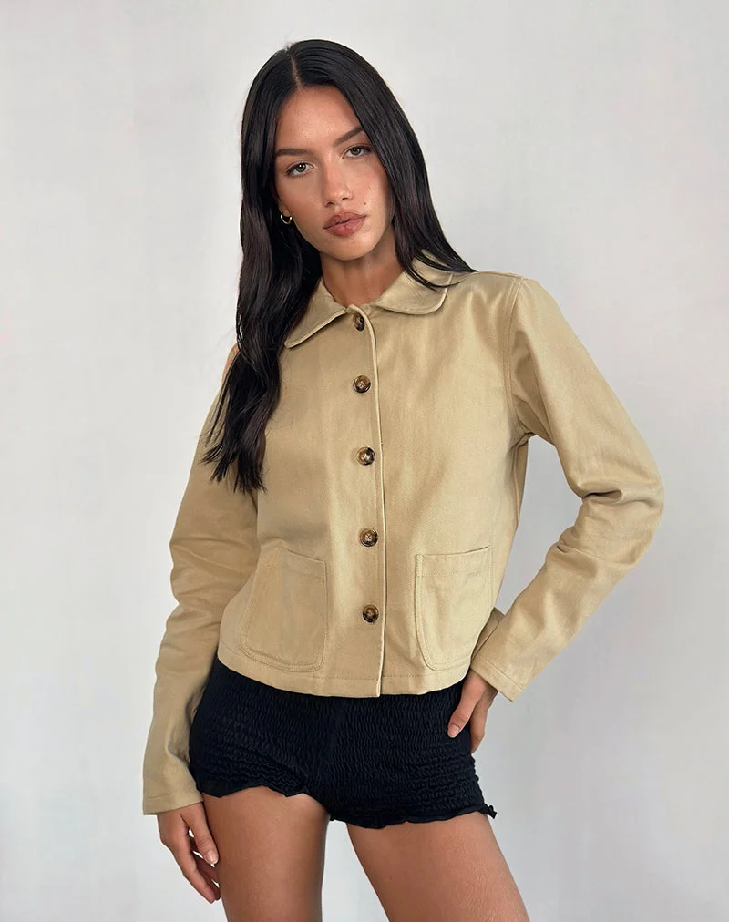 Calva Boxy Jacke in Tan