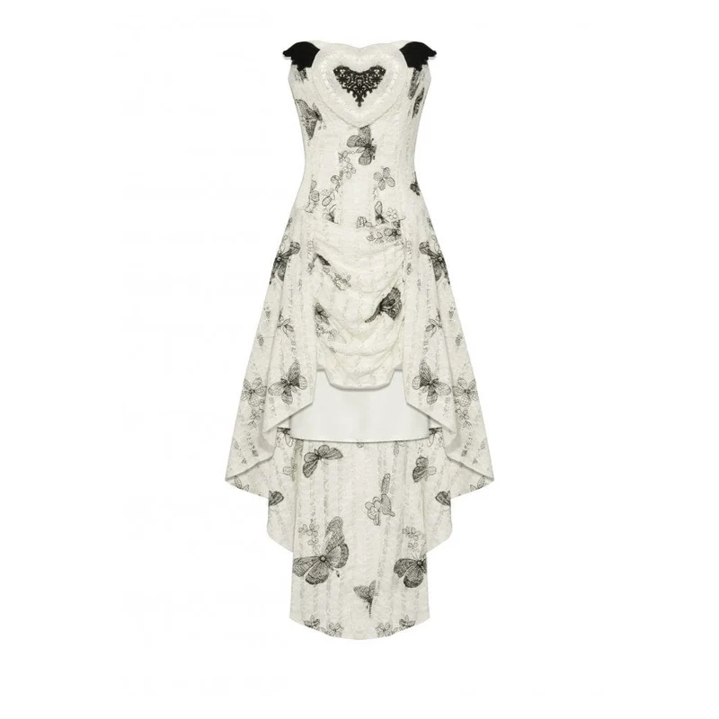 Flitterwochenkleid mit Punk-Schmetterlingsstickerei für Damen, hoch/tief
