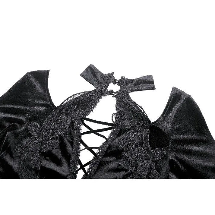 Gothic-Abendkleid aus Samt mit Cut-outs und Seitenschlitzen für Damen, Hochzeitskleid