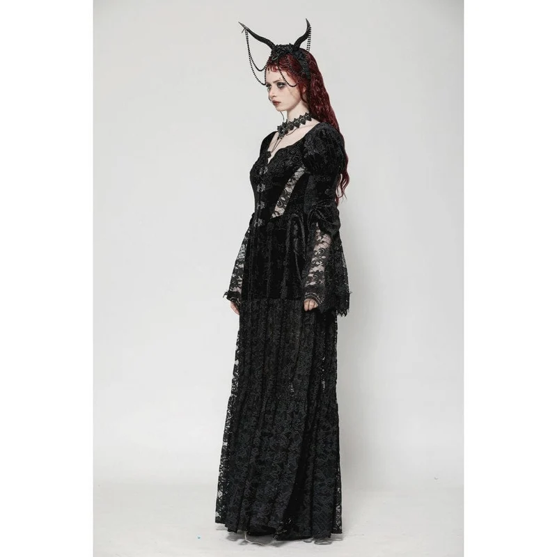 Gothic-Mantel aus Samt mit Puffärmeln und Spitze für Damen