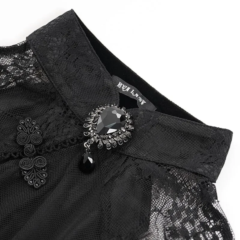 Gothic-Spitzenkleid mit Schnürung und langen Ärmeln für Damen