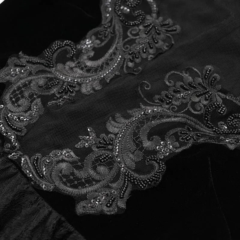 Gothic-Spitzenkleid mit Schnürung und langen Ärmeln für Damen