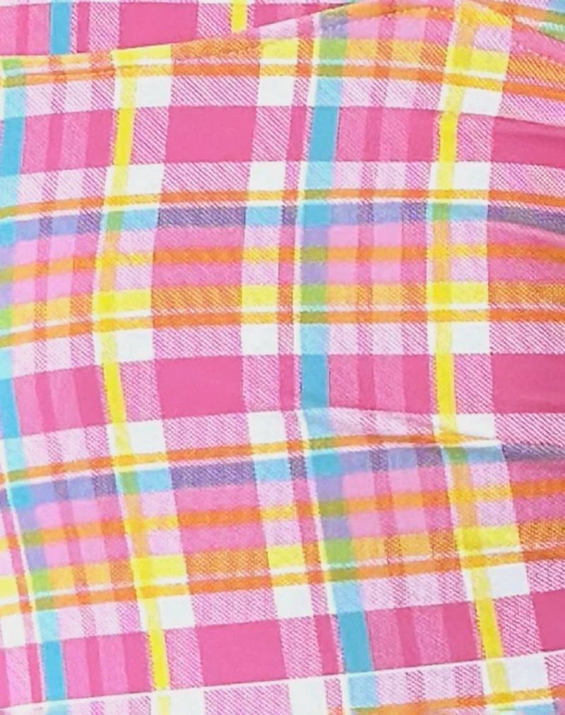 Tarowi Tank-Bikini in Rosa und Gelb kariert