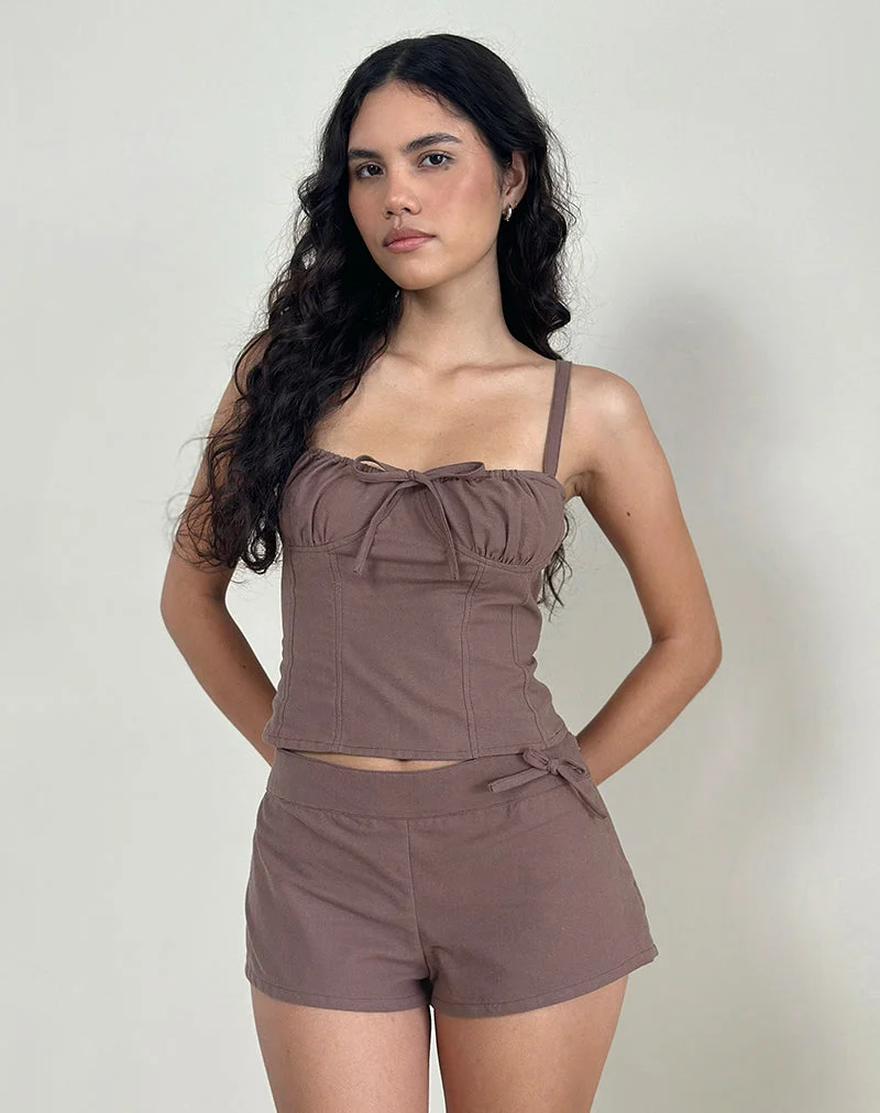 Kamden Cami Top aus Leinen Deep Taupe