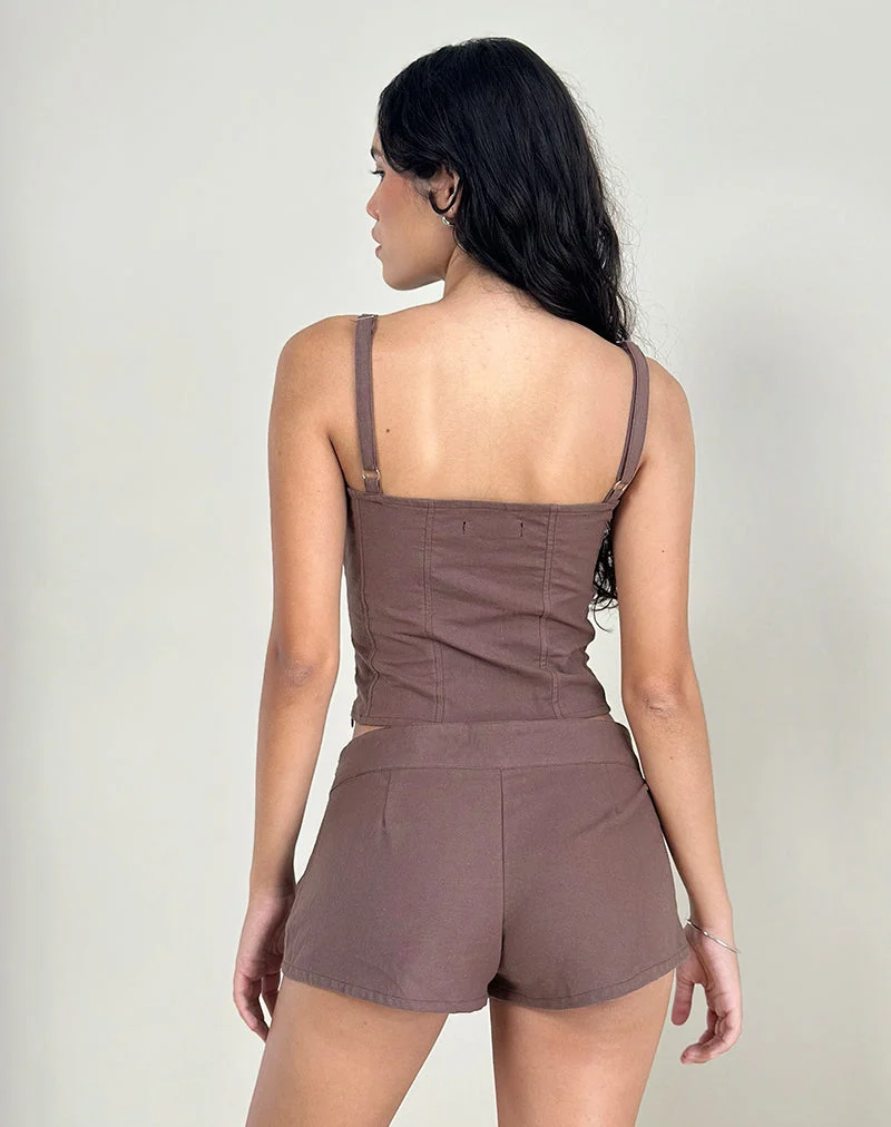 Kamden Cami Top aus Leinen Deep Taupe