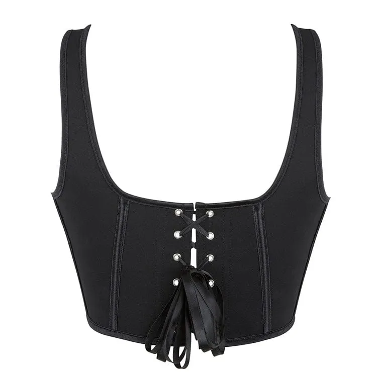 Gothic-Überbrustkorsett mit Schnürung und Stäbchen für Damen