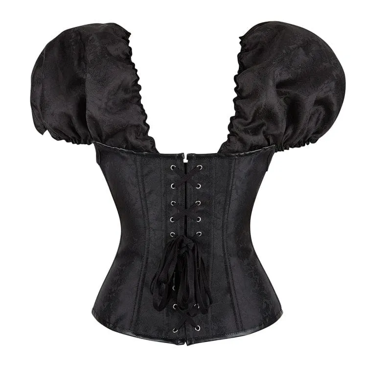 Damen Gothic Puffärmel-Überbrustkorsett mit Schnürung und Stäbchen