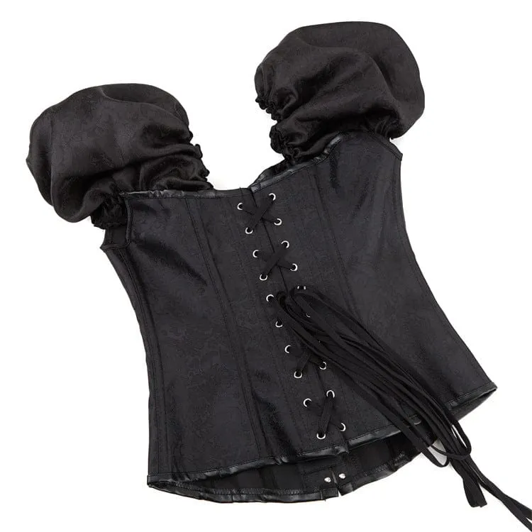 Damen Gothic Puffärmel-Überbrustkorsett mit Schnürung und Stäbchen