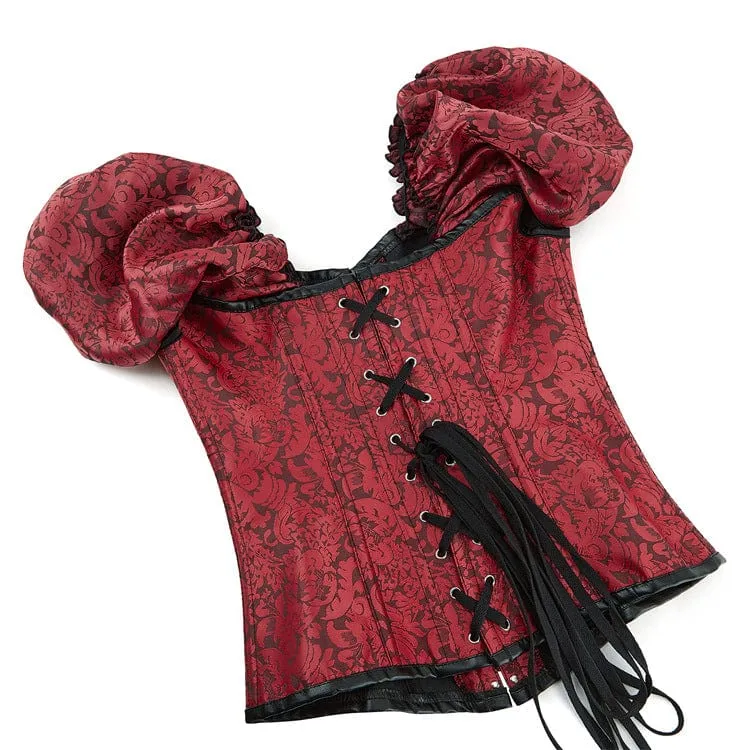 Damen Gothic Puffärmel-Überbrustkorsett mit Schnürung und Stäbchen
