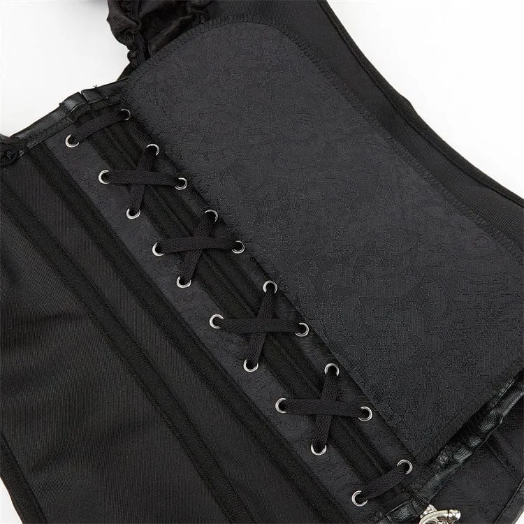 Damen Gothic Puffärmel-Überbrustkorsett mit Schnürung und Stäbchen