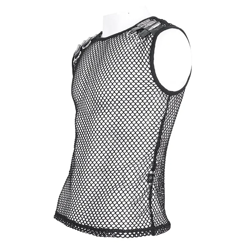 Herren Gothic Bullet Sheer Mesh Tank Top