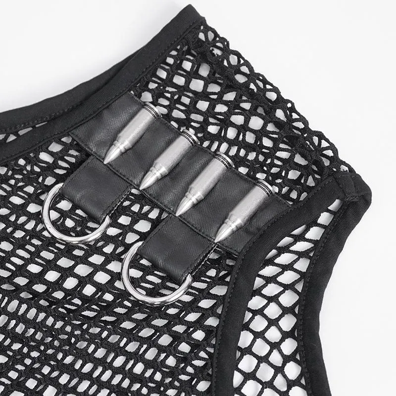 Herren Gothic Bullet Sheer Mesh Tank Top